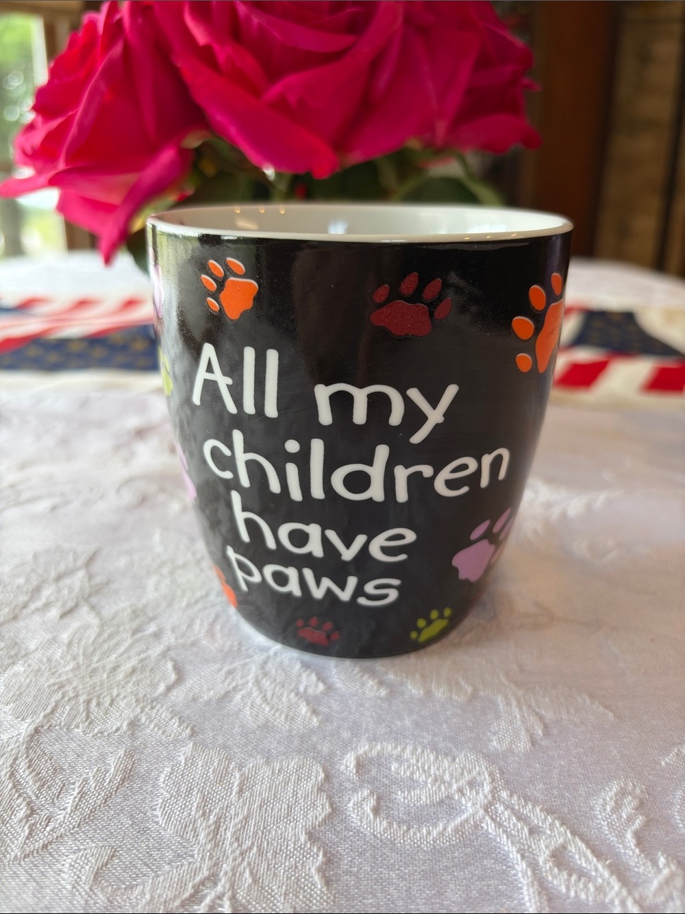All My Children Have Paws Black Paw Print Ceramic Mug